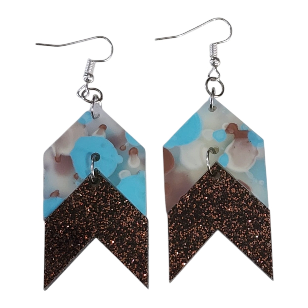 Vivid Arc Acrylic Drop Earrings - Bronze Glitter Bronze And Bold Abstract